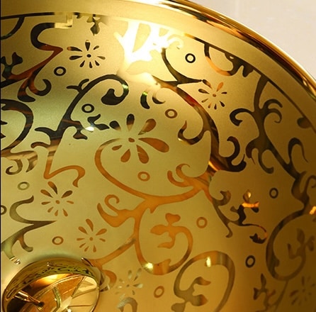Luxe Gold Leaf Embellished Ceramic Bathroom Basin  -  Gold Bathroom Basins / Sinks