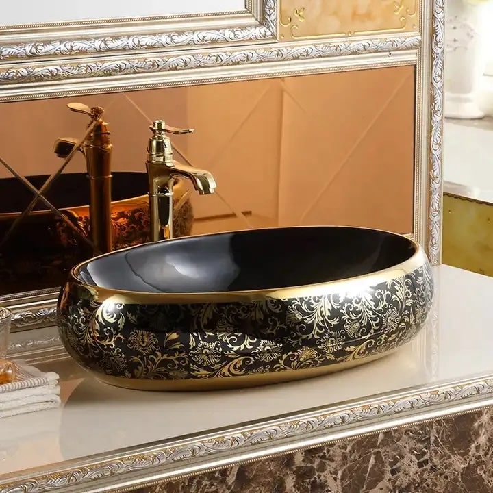 Luxury Black & Gold Bathroom Basin  -  Gold Bathroom Basins / Sinks