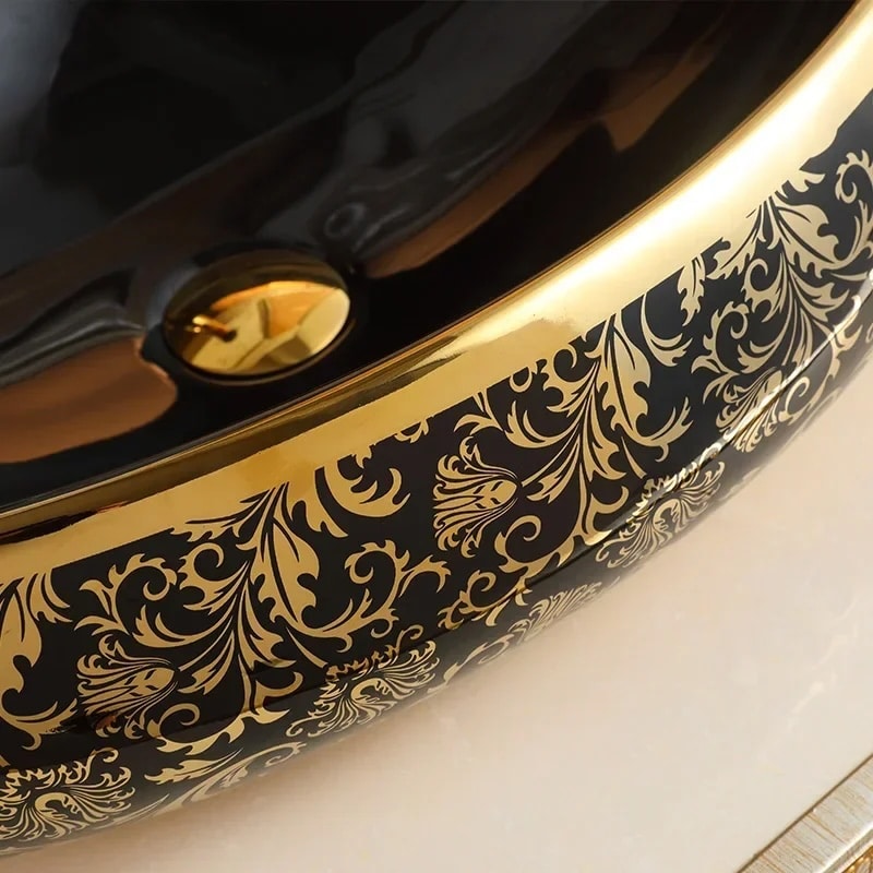 Luxury Black & Gold Bathroom Basin  -  Gold Bathroom Basins / Sinks