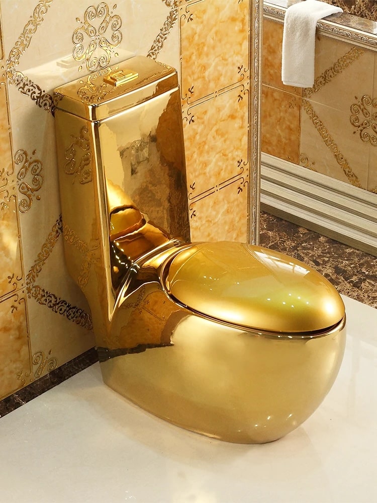 Oval Shaped Plain Gold Toilet  -  Gold Toilets
