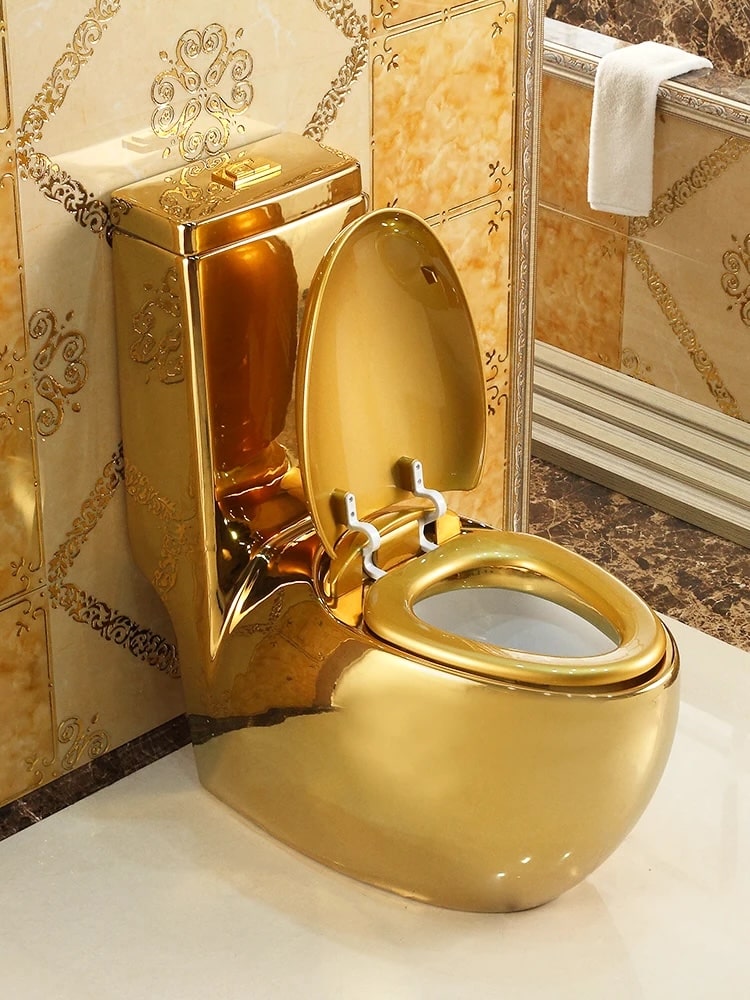 Oval Shaped Plain Gold Toilet  -  Gold Toilets