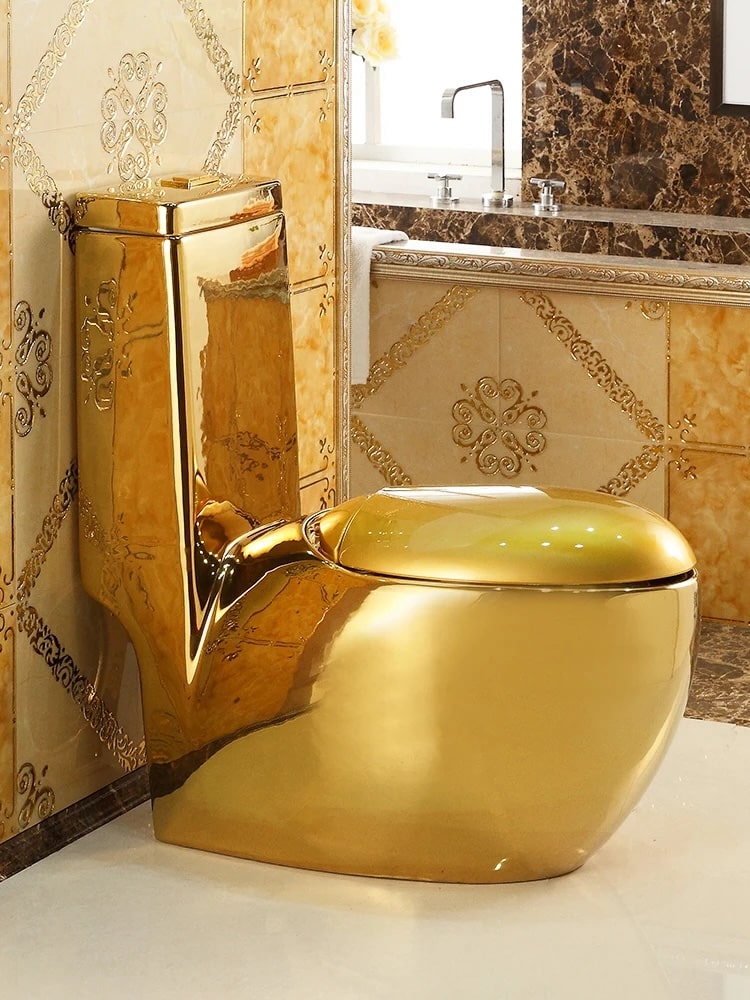 Oval Shaped Plain Gold Toilet  -  Gold Toilets