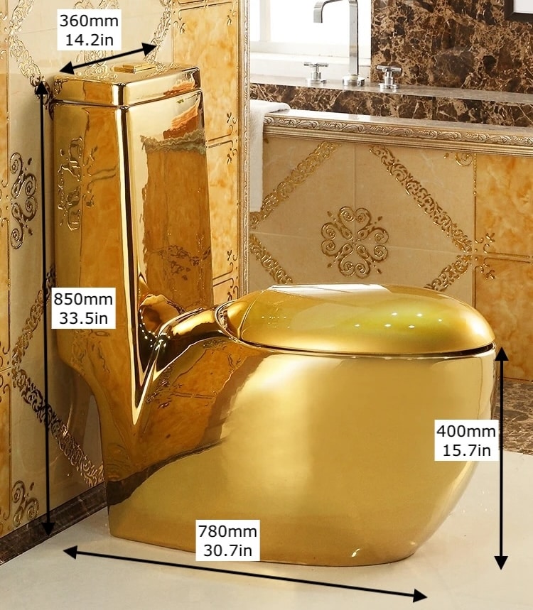 Oval Shaped Plain Gold Toilet dimensions