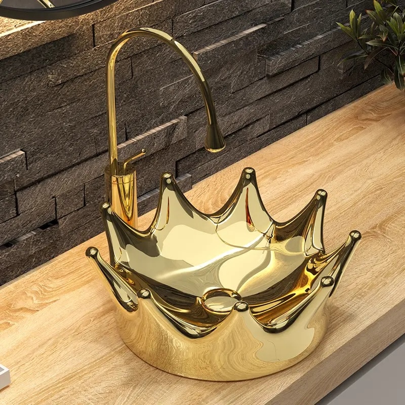 Regal Majesty Gold Crown Basin  -  Gold Bathroom Basins / Sinks