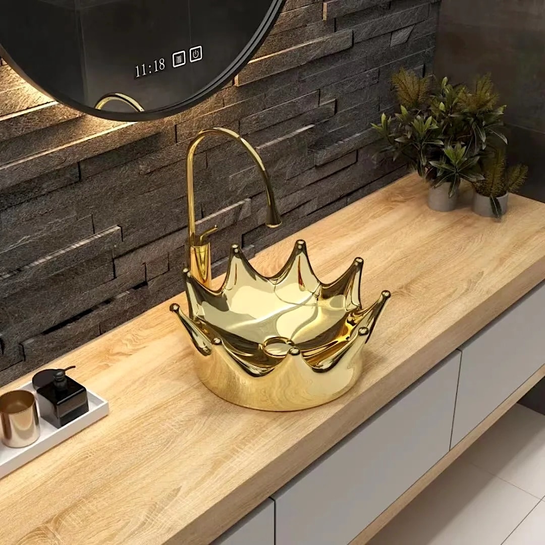 Regal Majesty Gold Crown Basin  -  Gold Bathroom Basins / Sinks