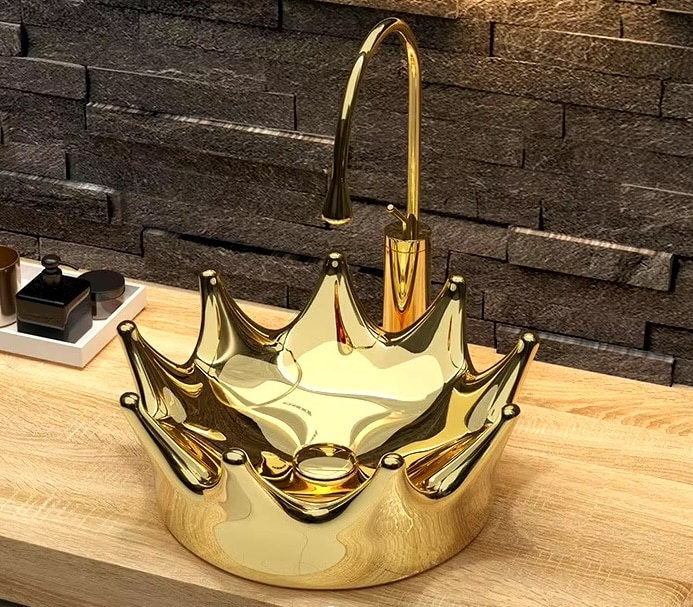Regal Majesty Gold Crown Basin  -  Gold Bathroom Basins / Sinks