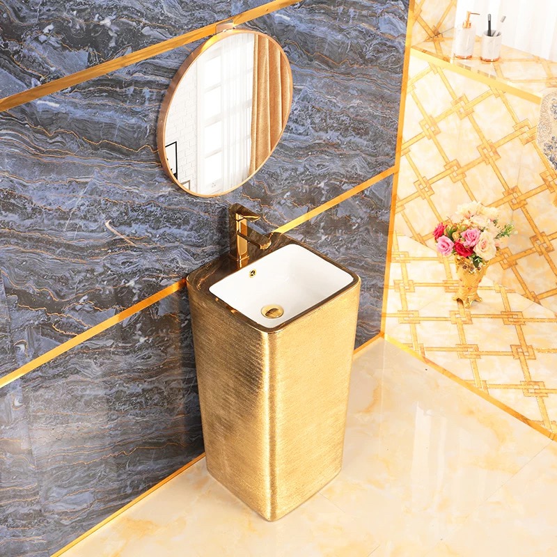Golden Luxe Pedestal Basin  -  Gold Bathroom Basins / Sinks