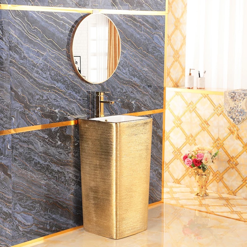 Golden Luxe Pedestal Basin  -  Gold Bathroom Basins / Sinks