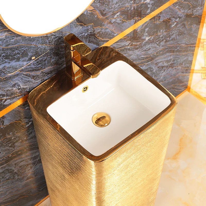Golden Luxe Pedestal Basin  -  Gold Bathroom Basins / Sinks