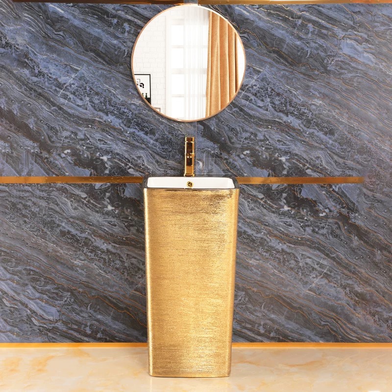 Golden Luxe Pedestal Basin  -  Gold Bathroom Basins / Sinks