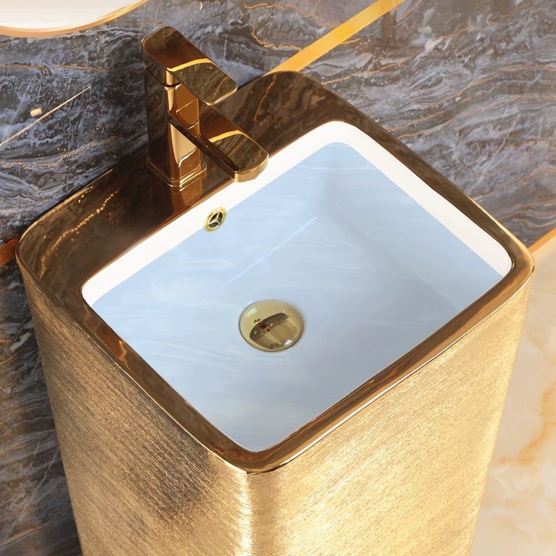 Golden Luxe Pedestal Basin  -  Gold Bathroom Basins / Sinks