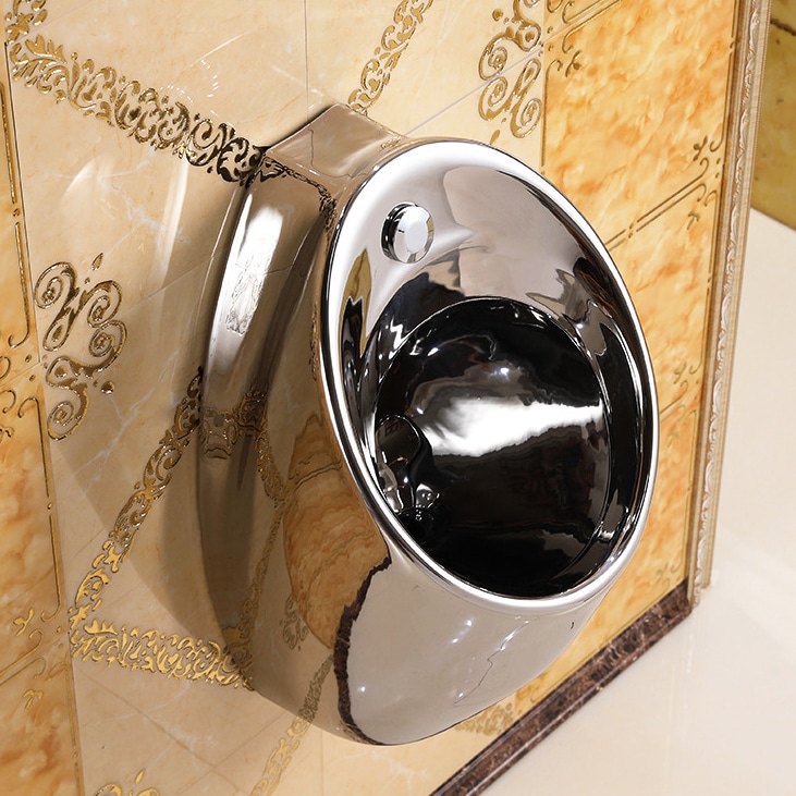 Modern Wall Mounted Silver Urinal  -  Silver Urinals