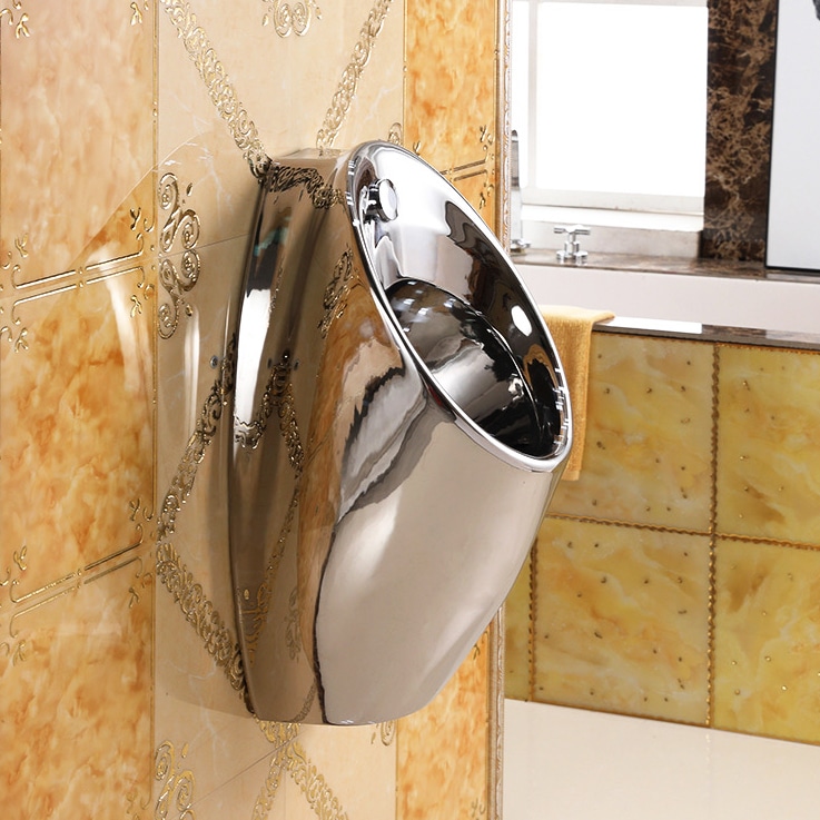 Modern Wall Mounted Silver Urinal  -  Silver Urinals