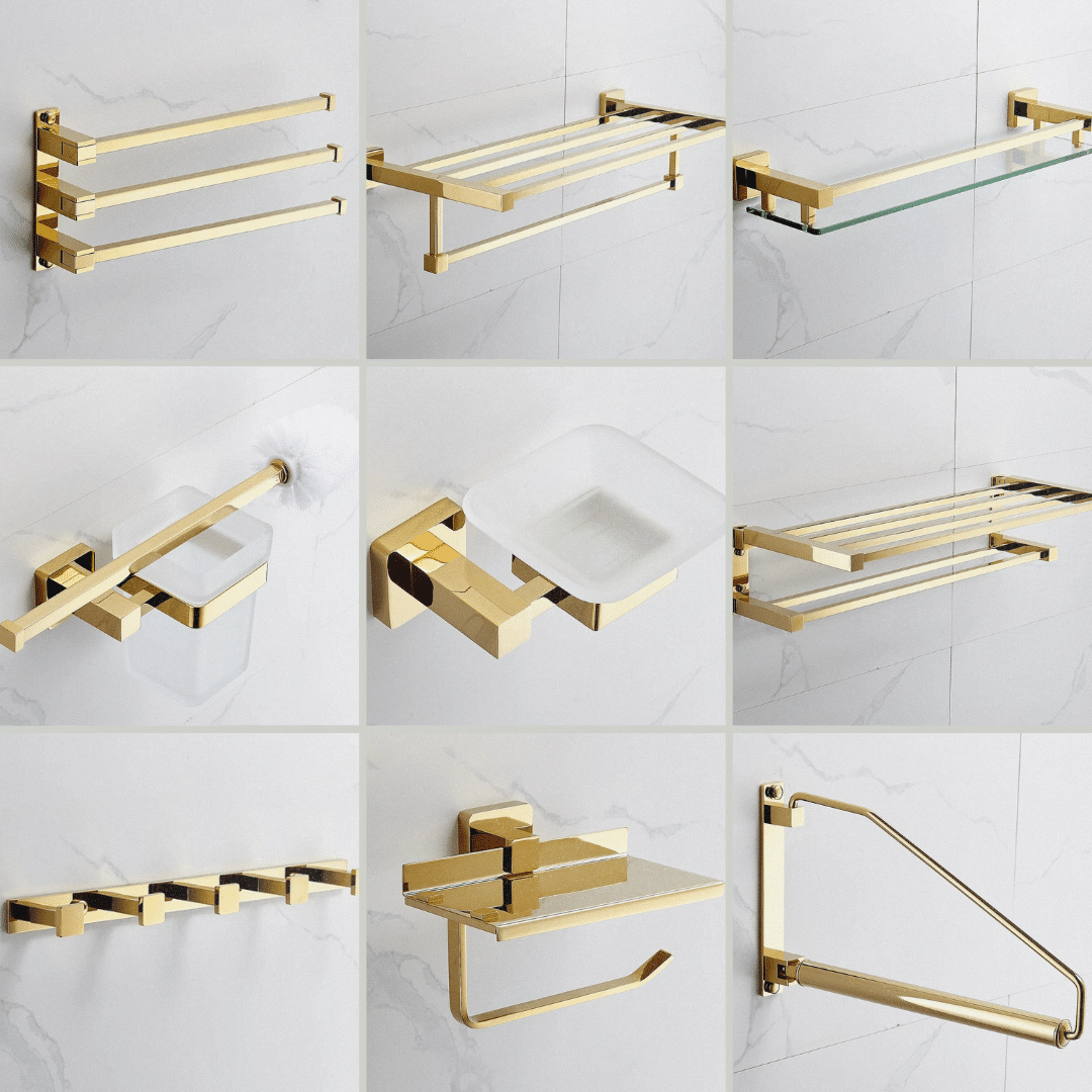 Opulence Royal Gold Bathroom Set  -  Gold Bathroom Accessory Sets