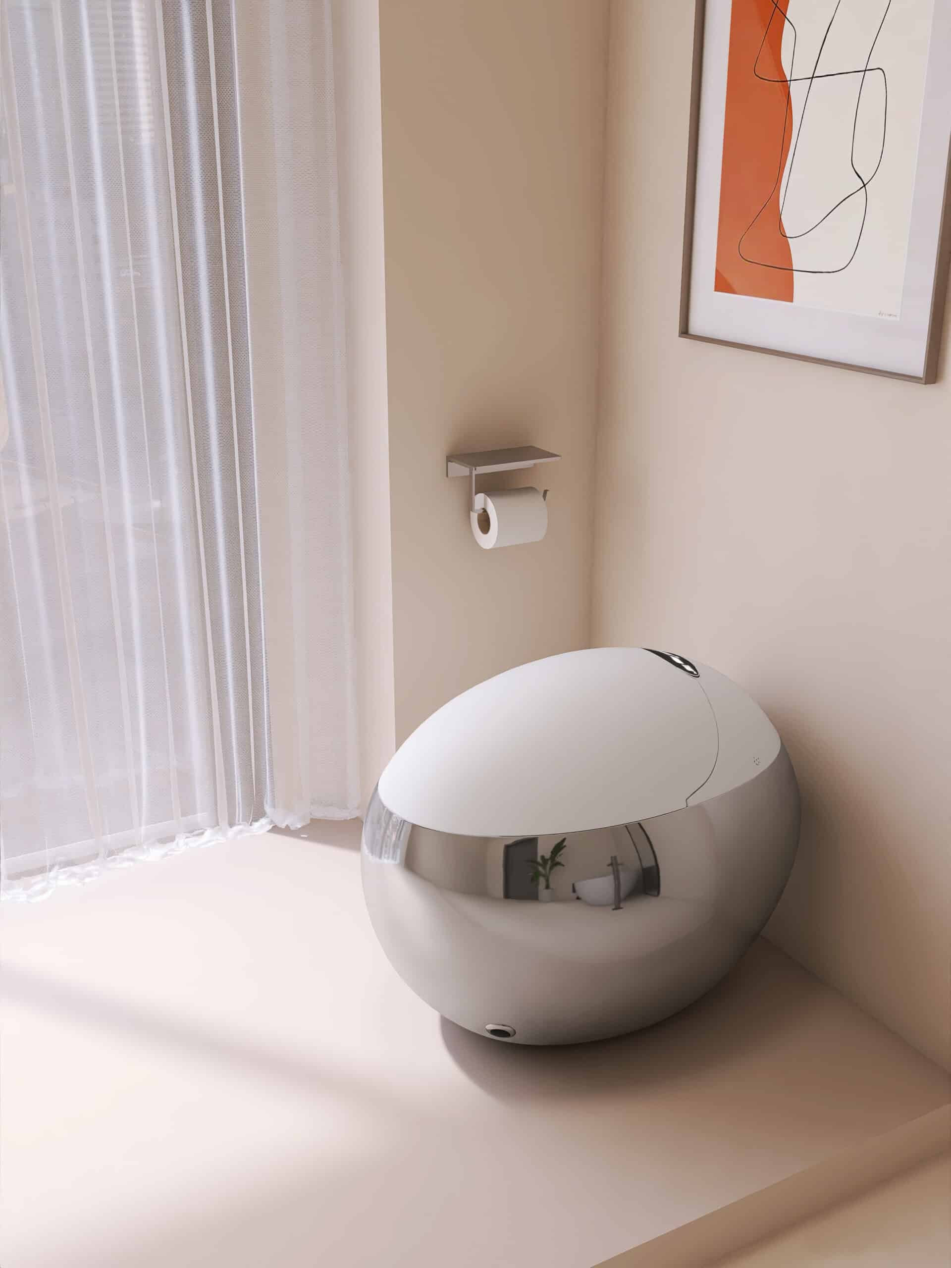 Royal Sphere Silver and White Smart Toilet  -  Silver Toilets