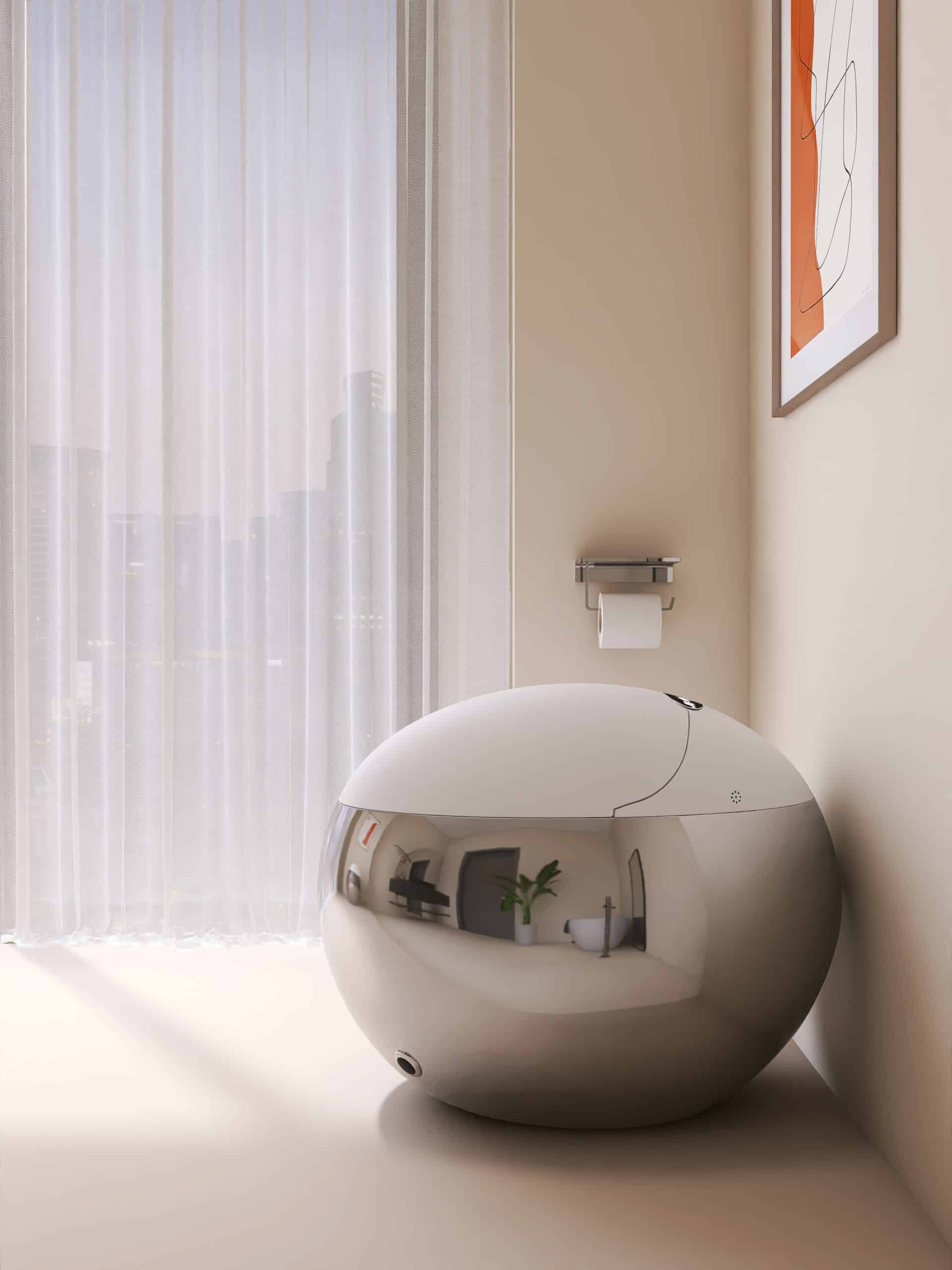 Royal Sphere Silver and White Smart Toilet  -  Silver Toilets