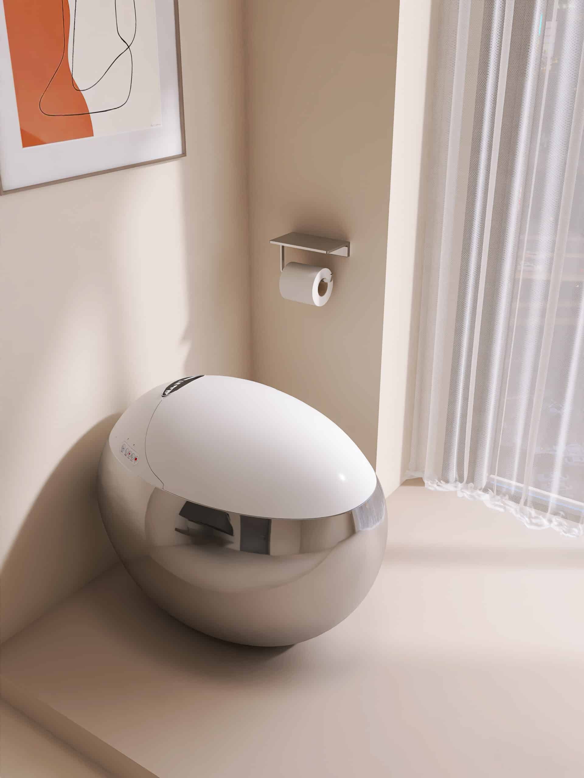 Royal Sphere Silver and White Smart Toilet  -  Silver Toilets
