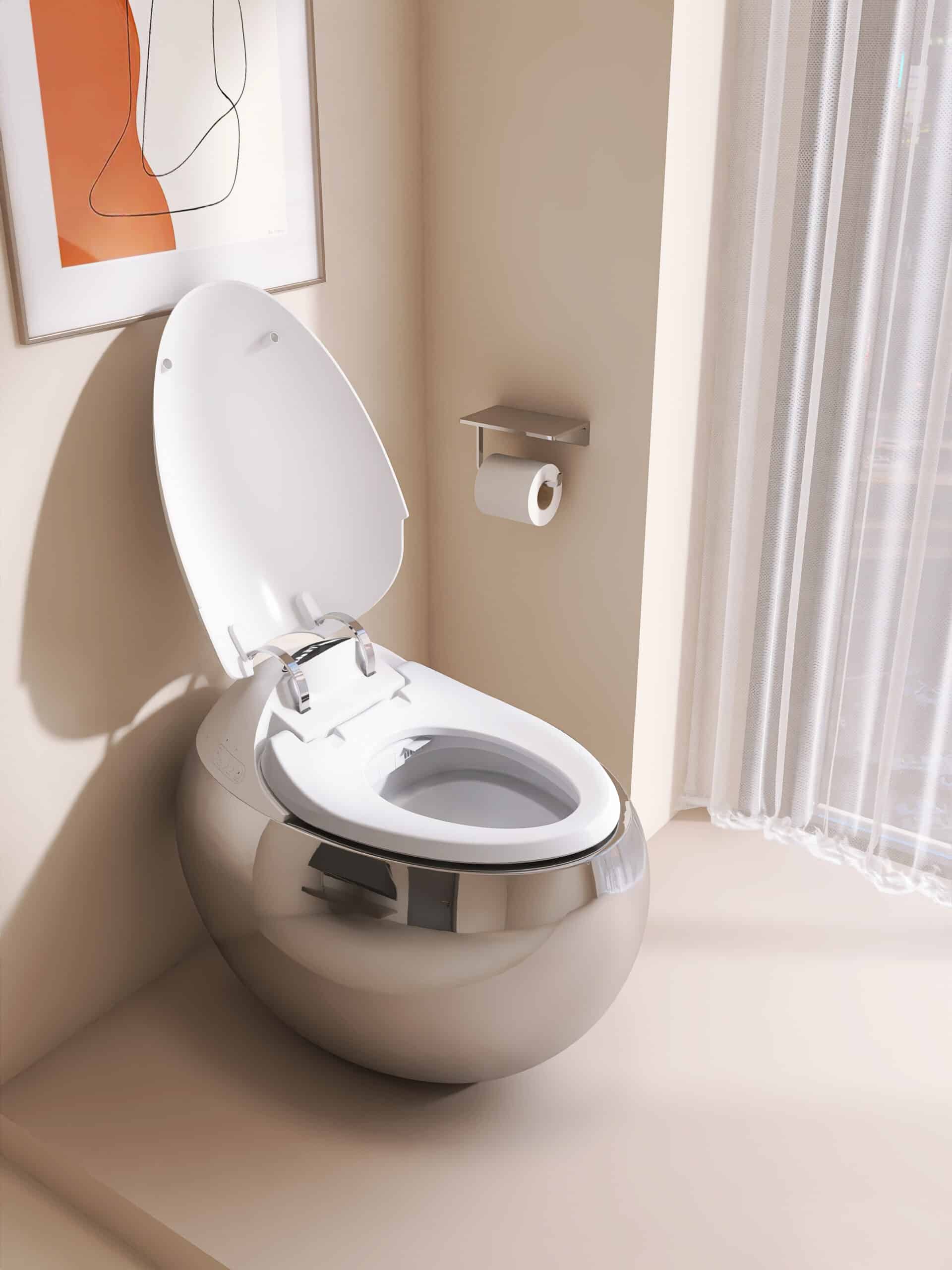Royal Sphere Silver and White Smart Toilet  -  Silver Toilets