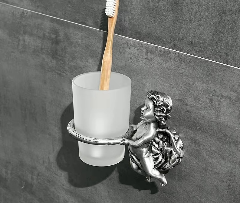 Silver Angel Cup Holder  -  Bathroom Accessories