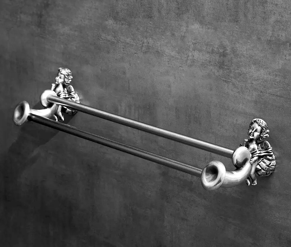 Silver Angel Double Towel Bar  -  Bathroom Accessories