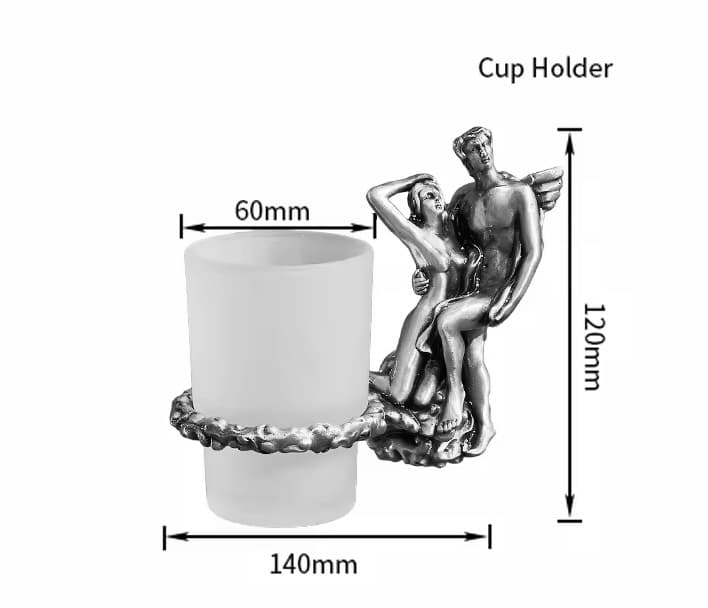 Silver “Lovers” Cup-Toothbrush Holder  -  Bathroom Accessories