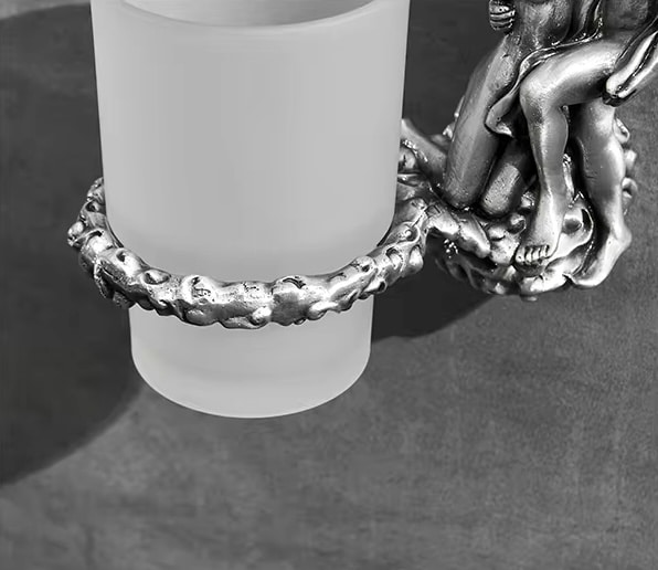 Silver “Lovers” Cup-Toothbrush Holder  -  Bathroom Accessories