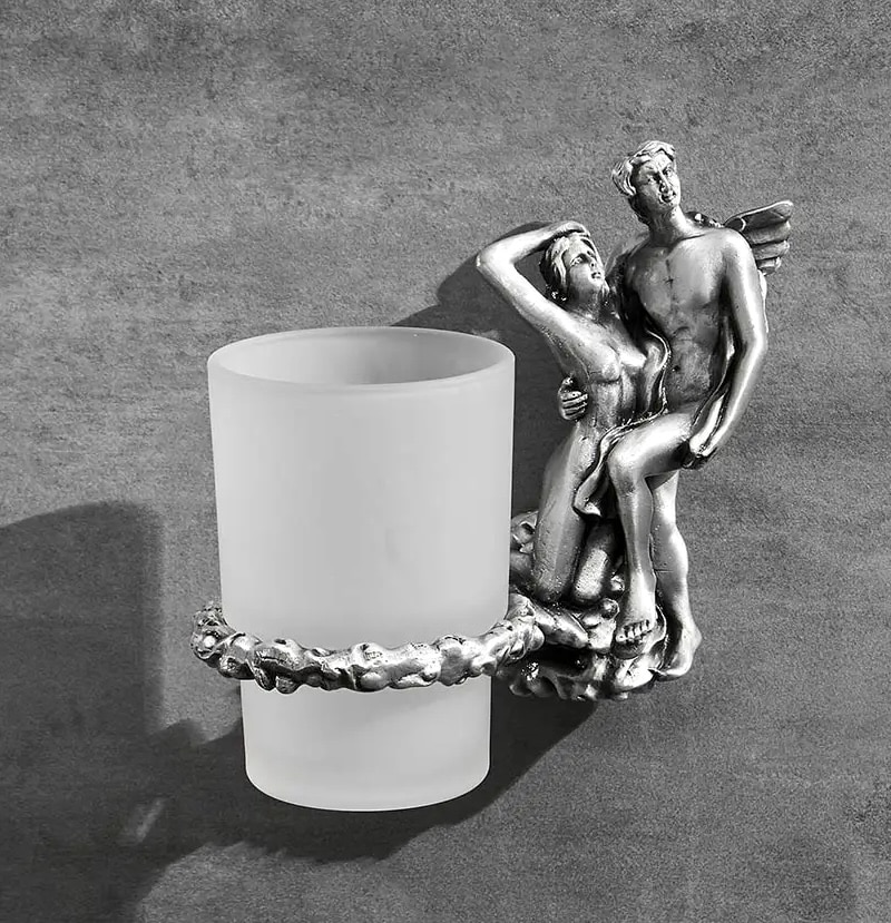 Silver “Lovers” Cup-Toothbrush Holder  -  Bathroom Accessories