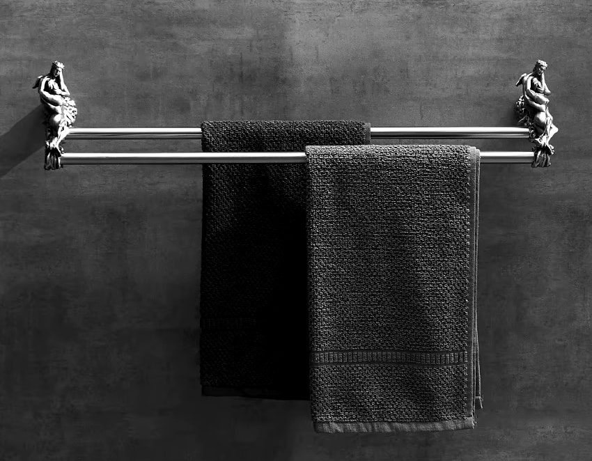 Silver “Lovers” Double Towel Bar  -  Bathroom Accessories