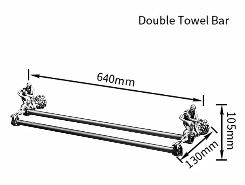 Silver “Lovers” Double Towel Bar  -  Bathroom Accessories