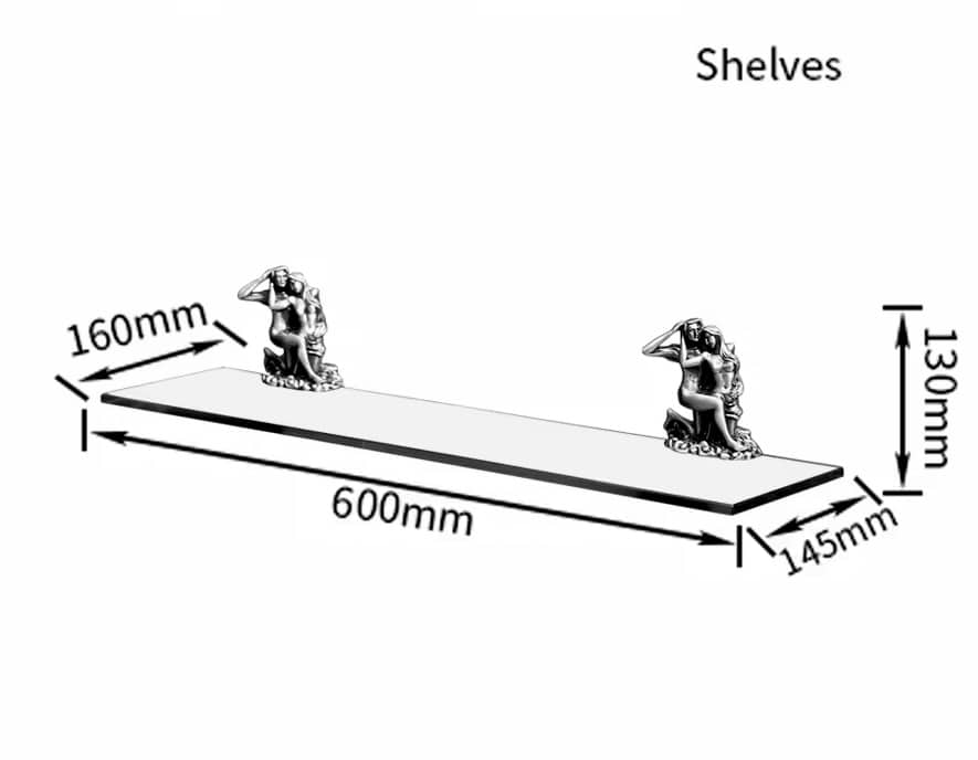 Silver “Lovers” Glass Shelf  -  Bathroom Accessories
