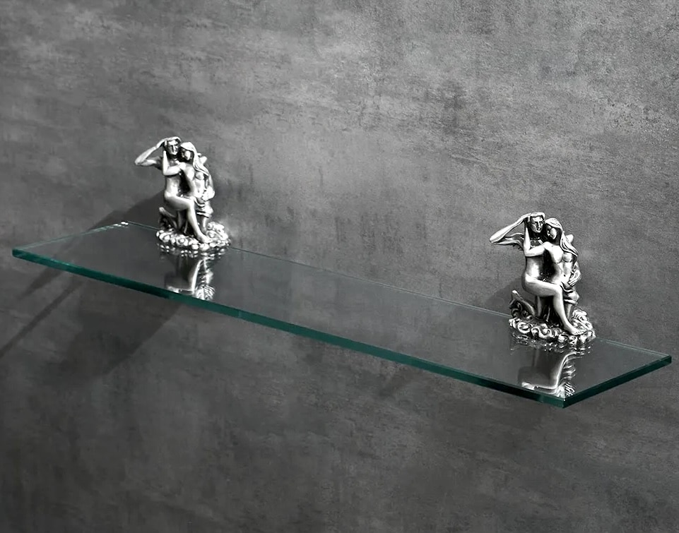 Silver “Lovers” Glass Shelf  -  Bathroom Accessories