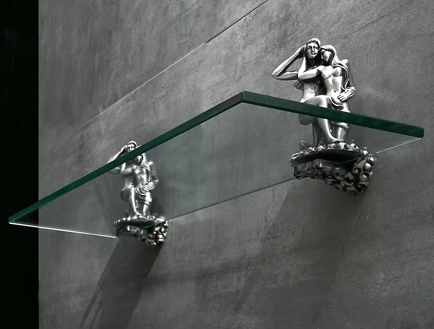 Silver “Lovers” Glass Shelf  -  Bathroom Accessories