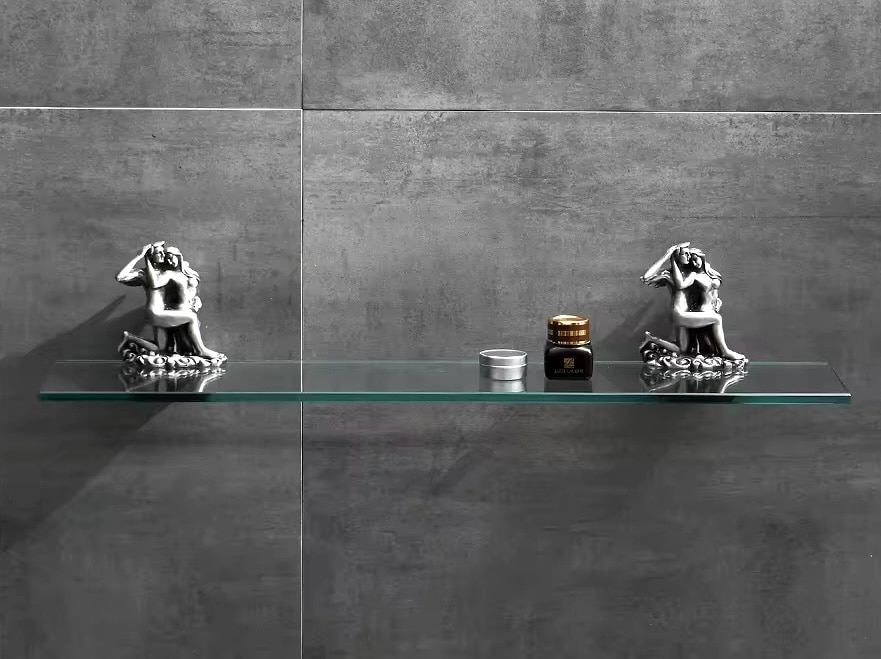 Silver “Lovers” Glass Shelf  -  Bathroom Accessories