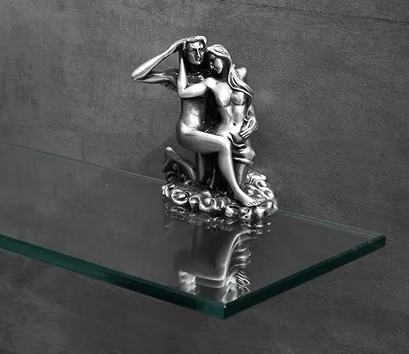 Silver “Lovers” Glass Shelf  -  Bathroom Accessories