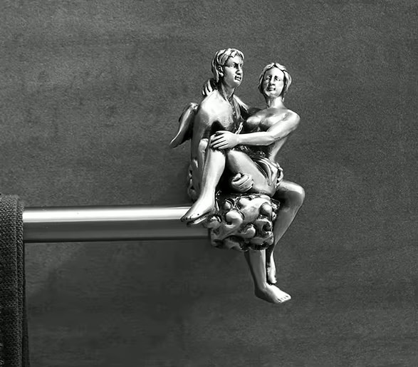 Silver “Lovers” Single Towel Bar  -  Bathroom Accessories