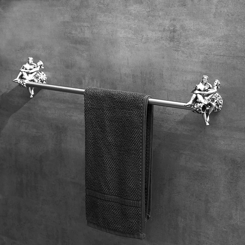 Silver “Lovers” Single Towel Bar  -  Bathroom Accessories