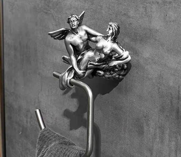 Silver “Lovers” Towel Ring  -  Bathroom Accessories