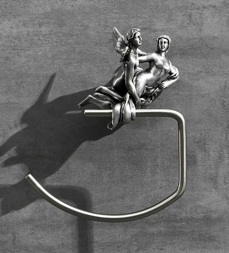 Silver “Lovers” Towel Ring  -  Bathroom Accessories