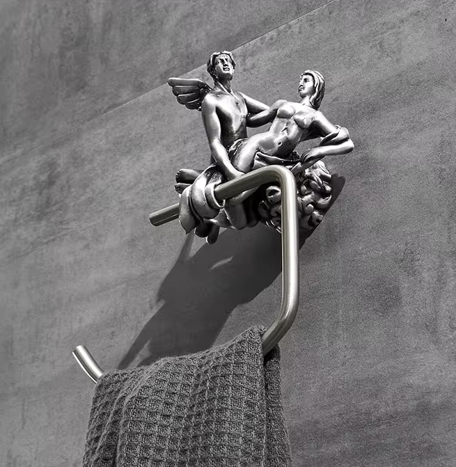 Silver “Lovers” Towel Ring  -  Bathroom Accessories