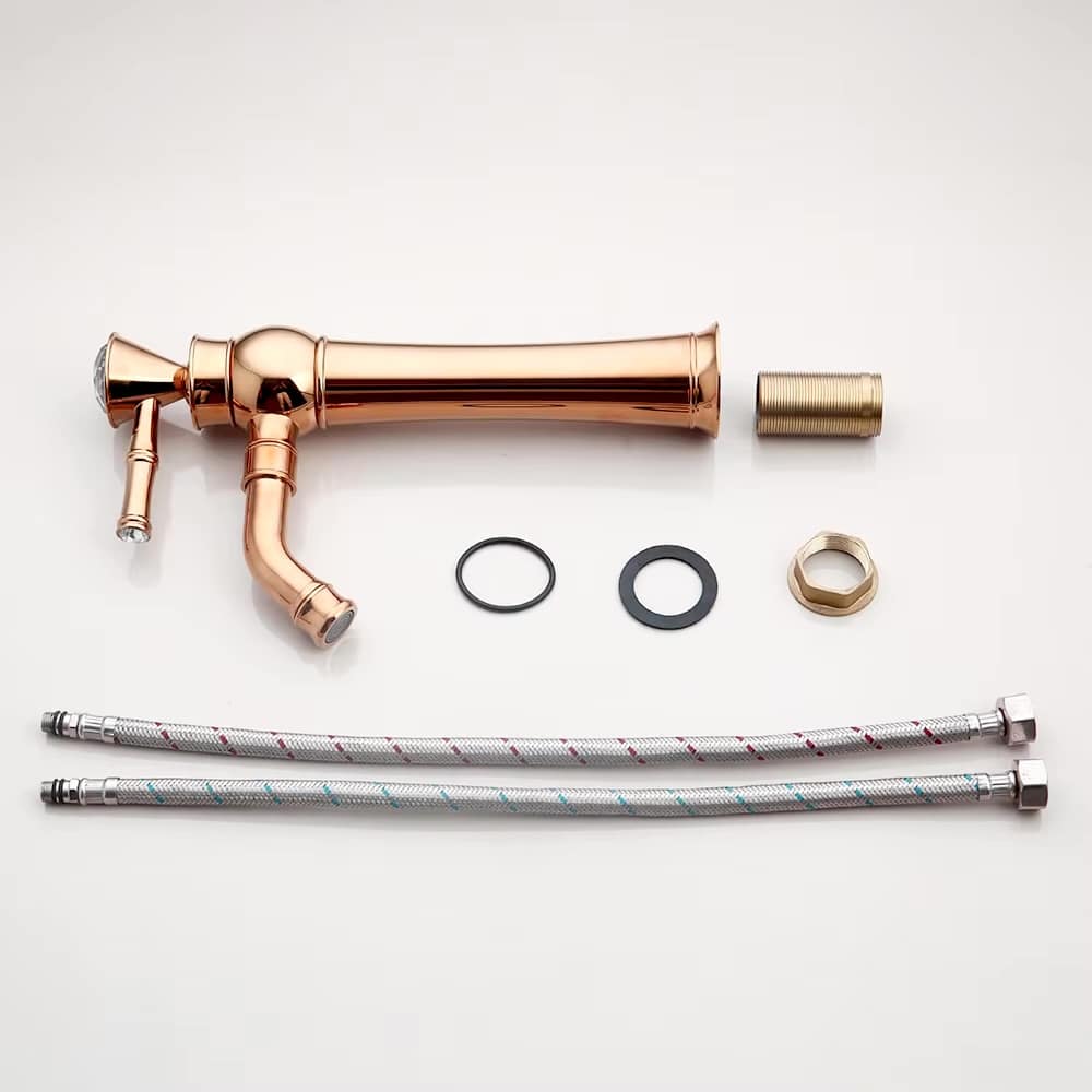 Crystal Elegance Rose Gold Bathroom Faucet  -  Gold Water Taps & Faucets