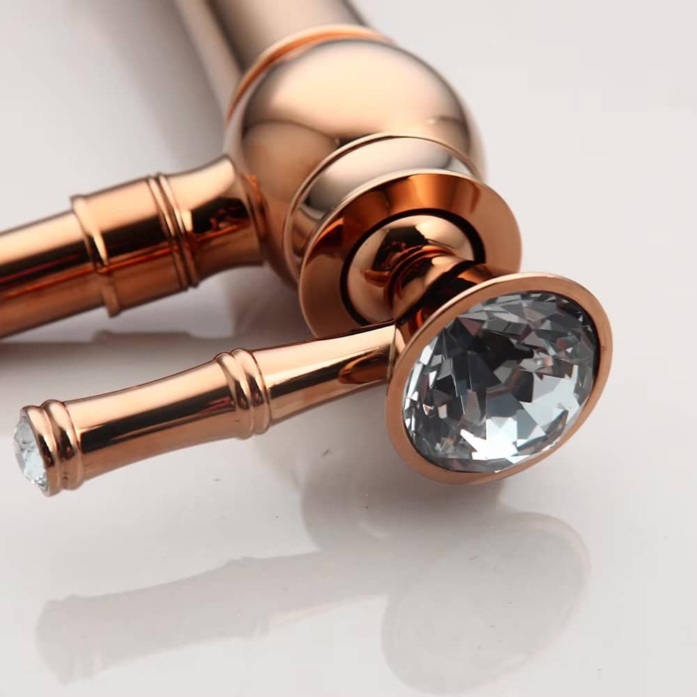 Crystal Elegance Rose Gold Bathroom Faucet  -  Gold Water Taps & Faucets