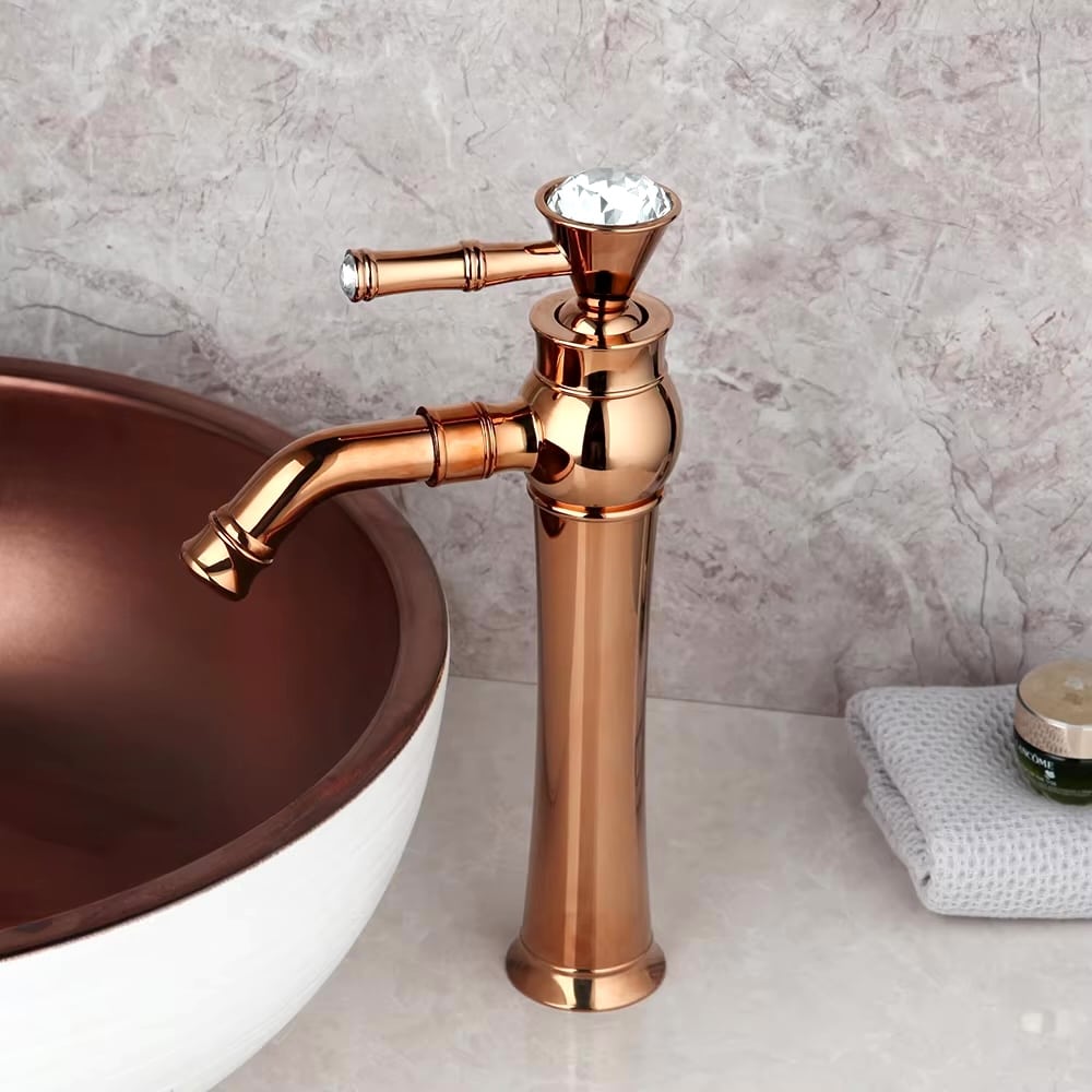 Crystal Elegance Rose Gold Bathroom Faucet  -  Gold Water Taps & Faucets