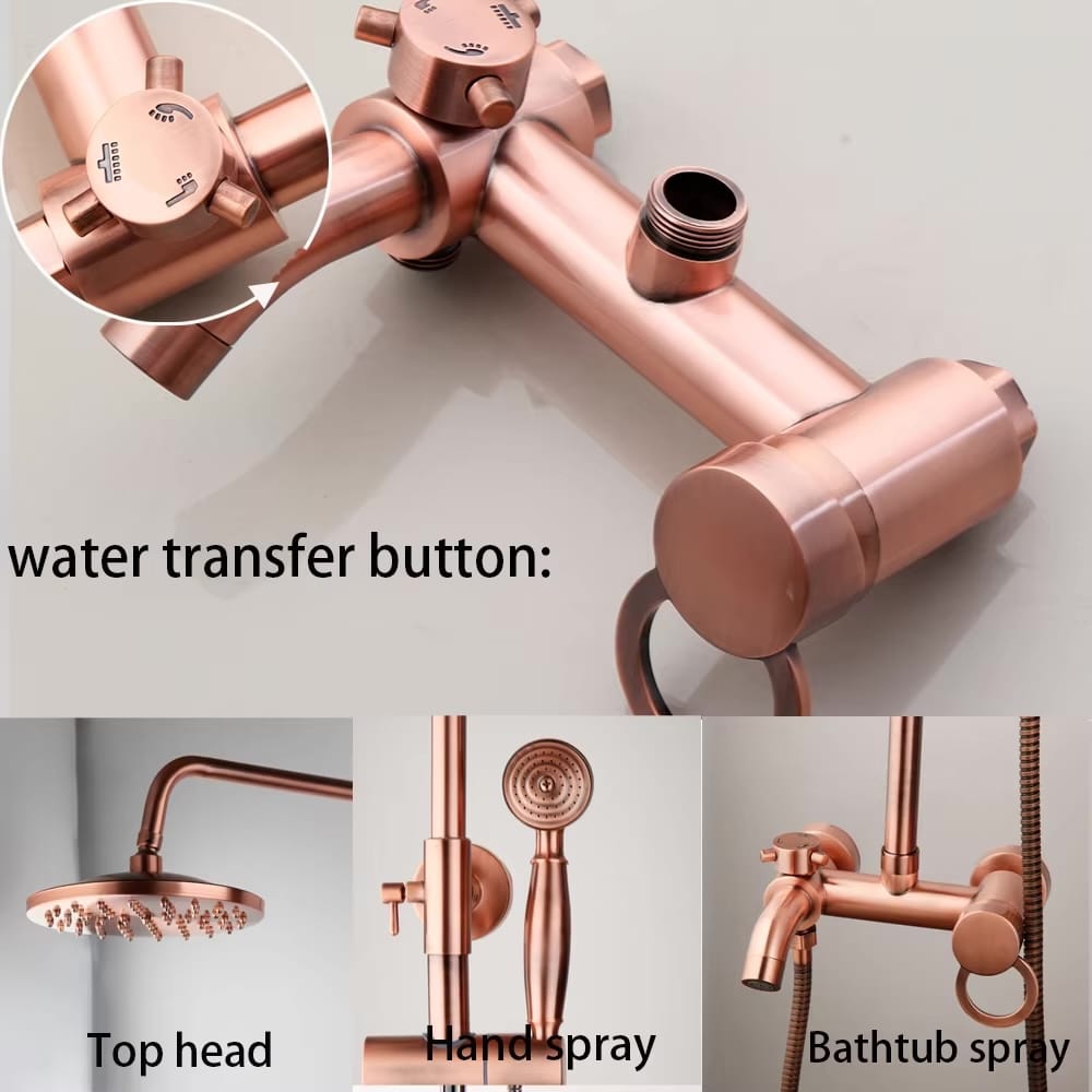 Luxury Brushed Rose Gold Shower Set  -  Shower Sets & Bathtub Faucets