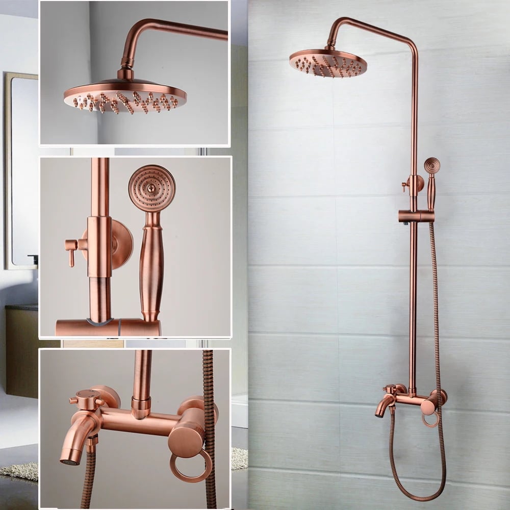 Luxury Brushed Rose Gold Shower Set  -  Shower Sets & Bathtub Faucets