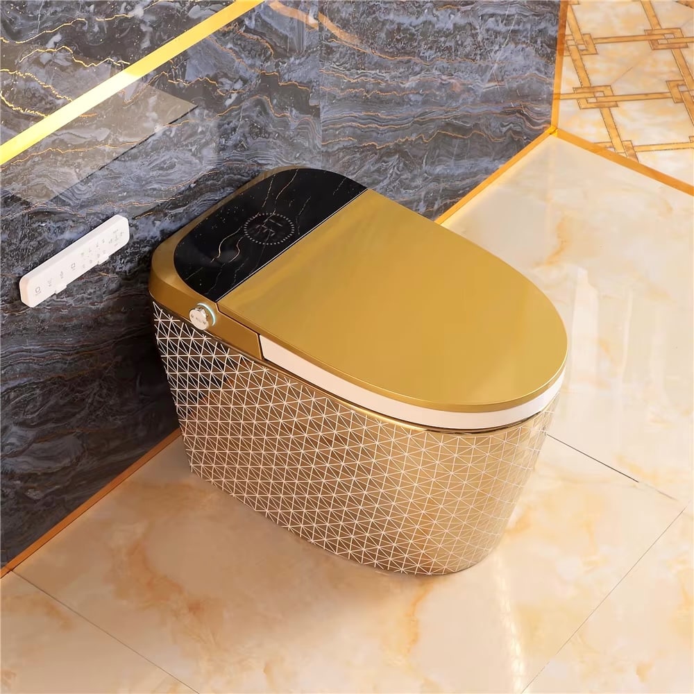 Luxury Gold Smart Toilet with Diamonds Pattern  -  Gold Toilets