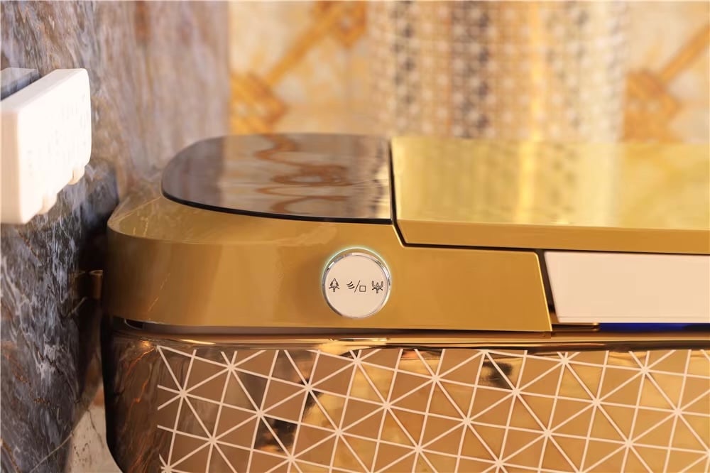 Luxury Gold Smart Toilet with Diamonds Pattern  -  Gold Toilets