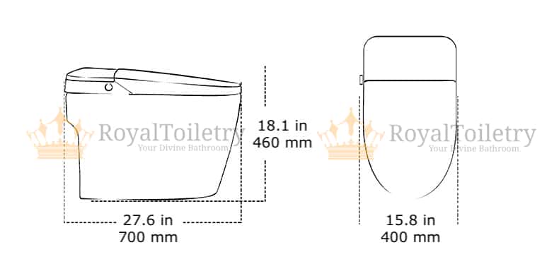 Luxury Gold Smart Toilet with Diamonds Pattern dimensions