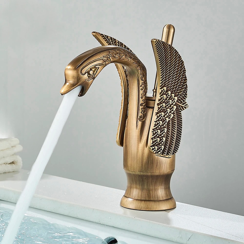 Antique Bronze Swan Faucet  -  Antique Bronze Water Taps & Faucets