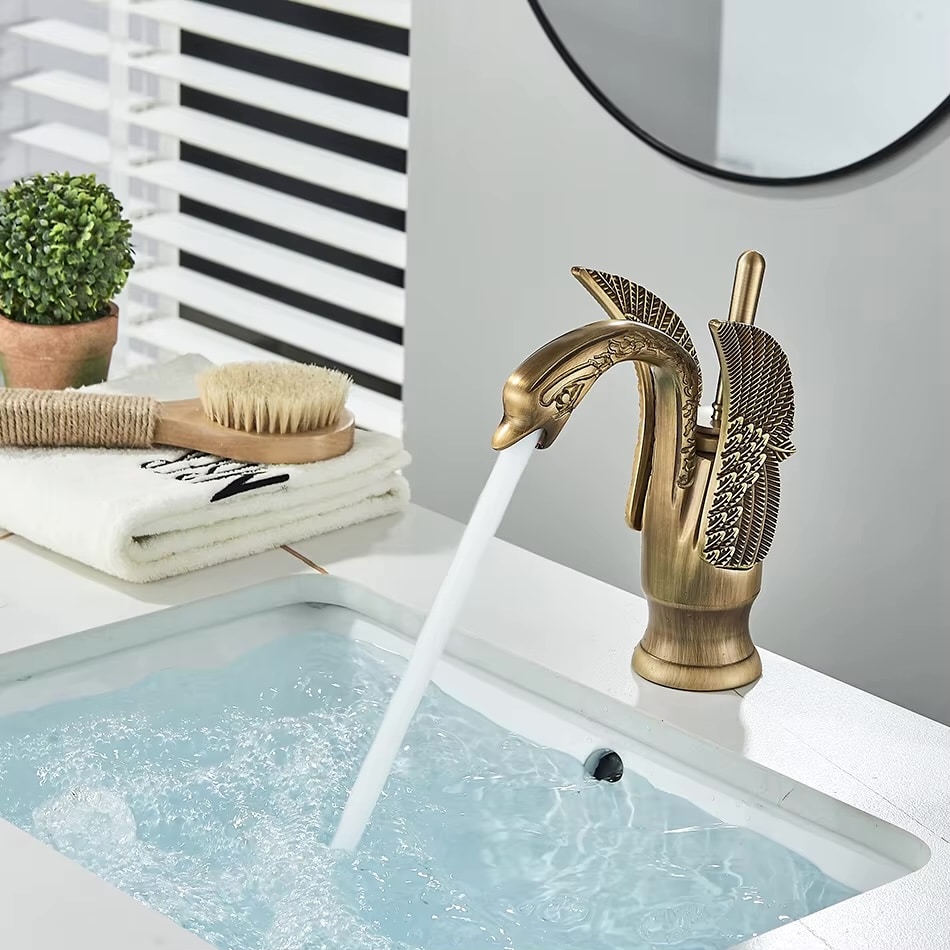 Antique Bronze Swan Faucet  -  Antique Bronze Water Taps & Faucets