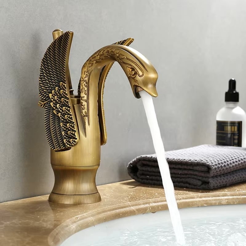 Antique Bronze Swan Faucet  -  Antique Bronze Water Taps & Faucets
